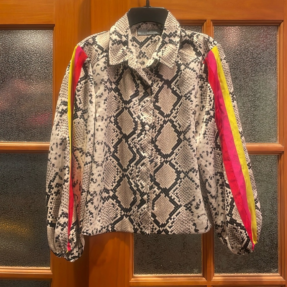 Kyle x Shahida silk snake print swing jacket S